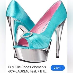 Women’s size 9, gorgeous Ellie Turquoise and Silver Platform Heels